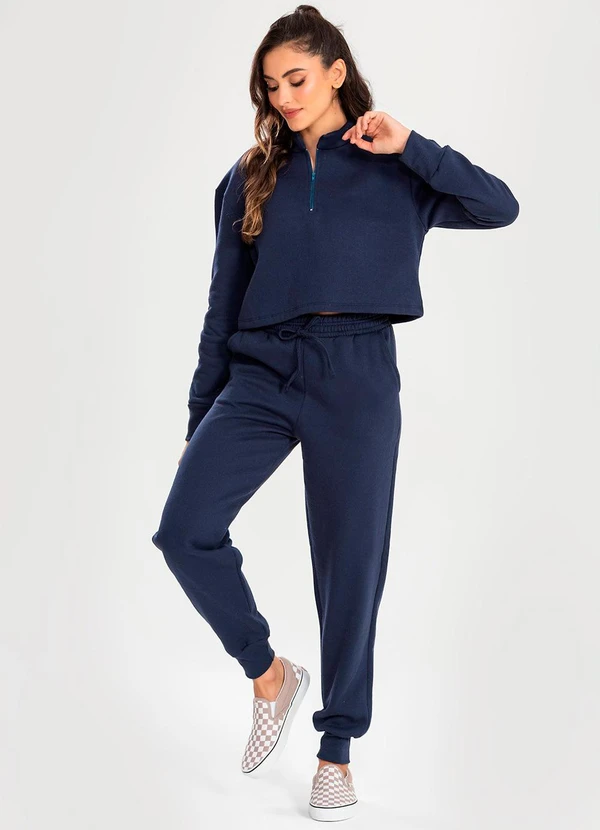 Meu Jeans - Cropped Moletom Gola Alta Marinho 3