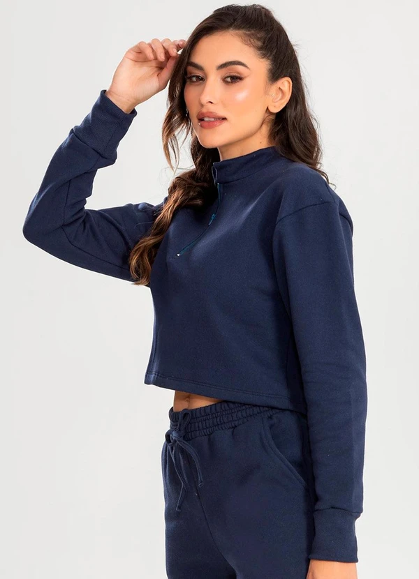 Meu Jeans - Cropped Moletom Gola Alta Marinho 5