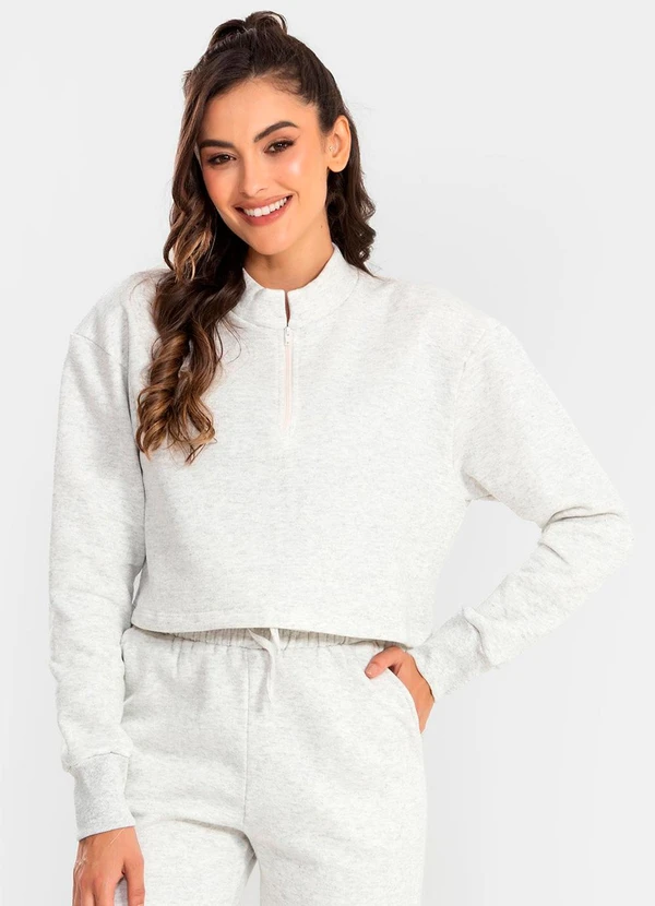 Meu Jeans - Cropped Moletom Gola Alta Mescla Banana