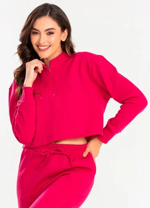 Meu Jeans - Cropped Moletom Gola Alta Pink - MEU JEANS