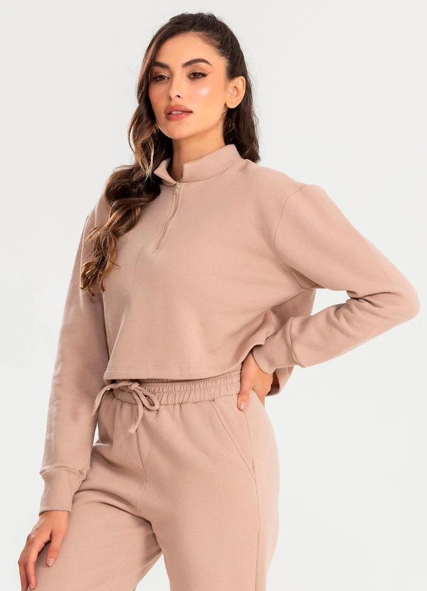 Meu Jeans - Cropped Moletom Gola Alta Terra