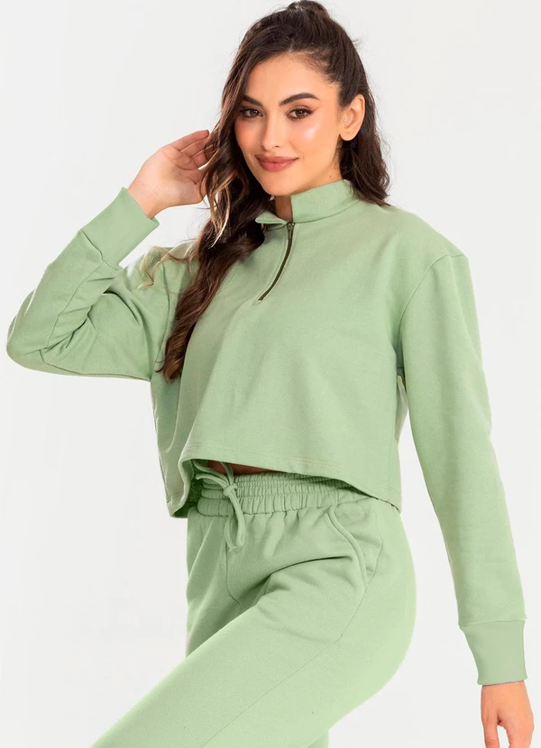 Meu Jeans - Cropped Moletom Gola Alta Verde Pistache 1