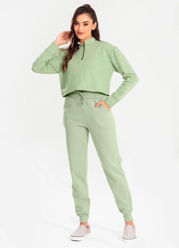 Meu Jeans - Cropped Moletom Gola Alta Verde Pistache 3