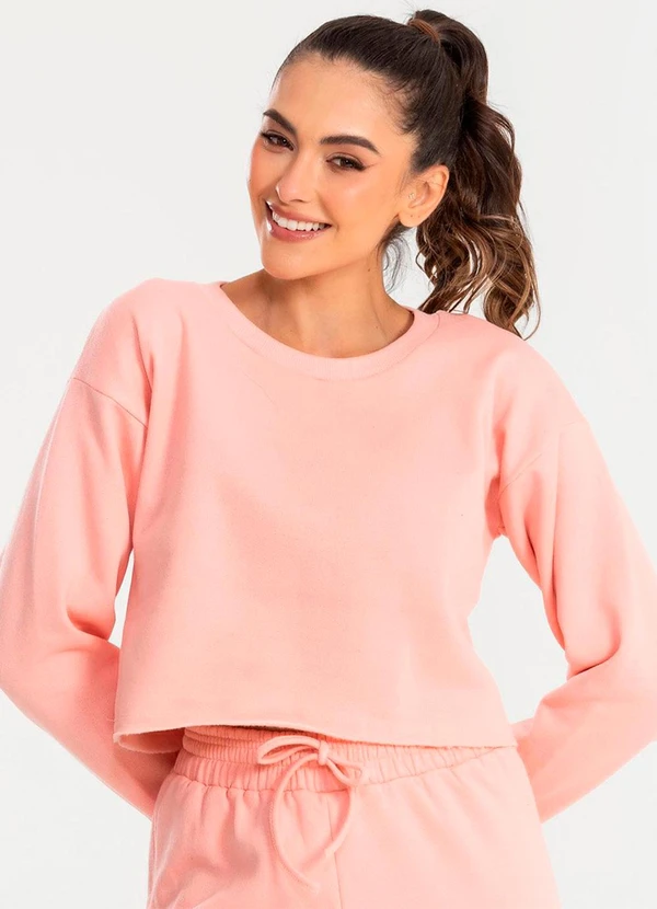 Meu Jeans - Cropped Moletom Manga Longa Evy Blush