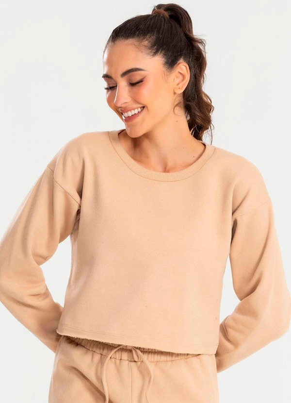 Meu Jeans - Cropped Moletom Manga Longa Evy Cappuccino