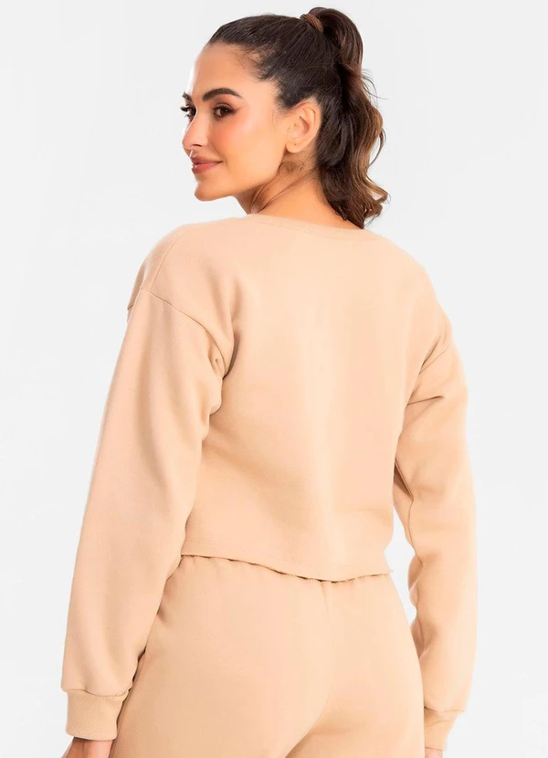 Meu Jeans - Cropped Moletom Manga Longa Evy Cappuccino 2