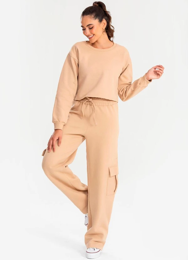 Meu Jeans - Cropped Moletom Manga Longa Evy Cappuccino 3