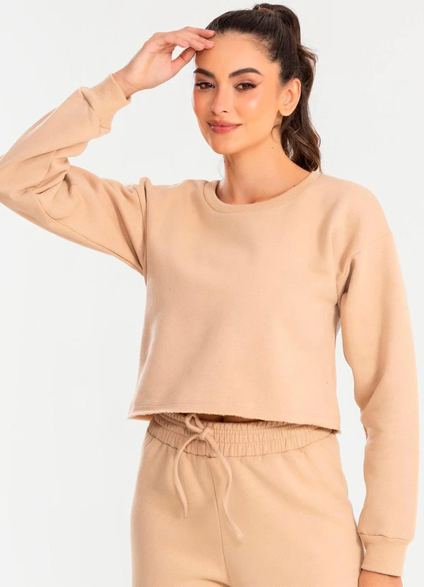 Meu Jeans - Cropped Moletom Manga Longa Evy Cappuccino 5
