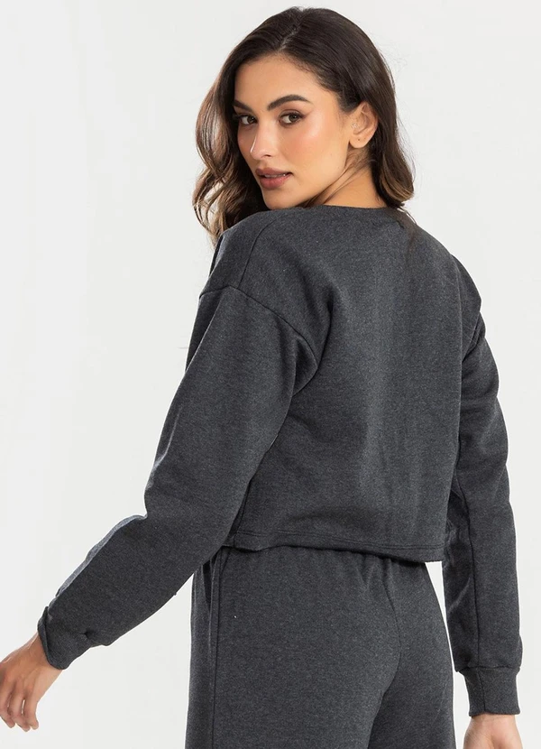 Meu Jeans - Cropped Moletom Manga Longa Evy Mescla Escuro 2