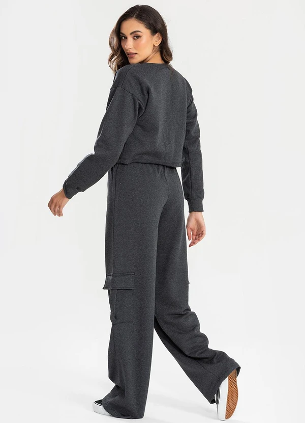 Meu Jeans - Cropped Moletom Manga Longa Evy Mescla Escuro 4