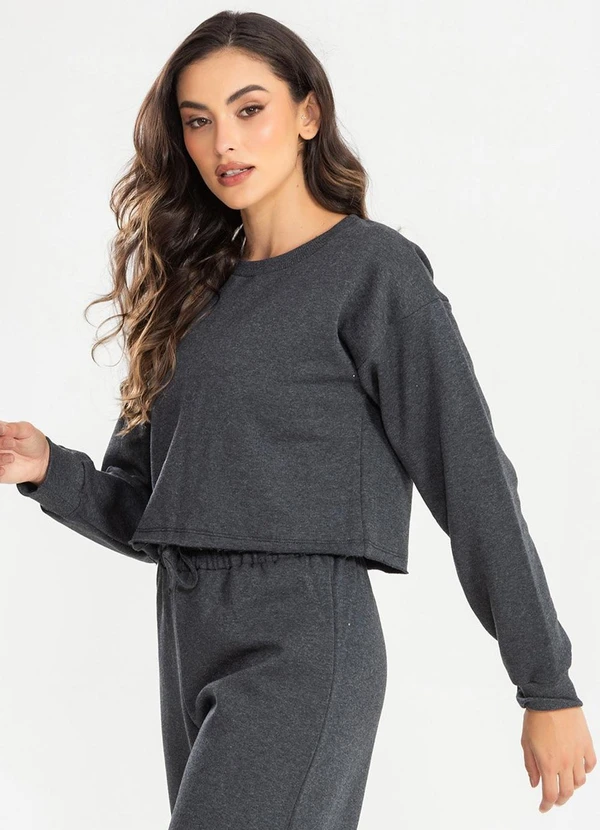 Meu Jeans - Cropped Moletom Manga Longa Evy Mescla Escuro 5