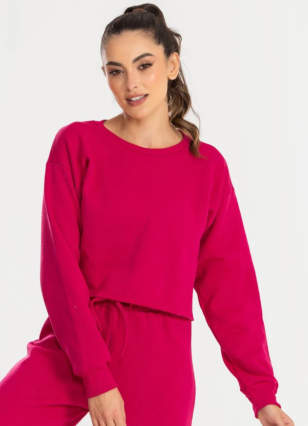 Meu Jeans - Cropped Moletom Manga Longa Evy Pink