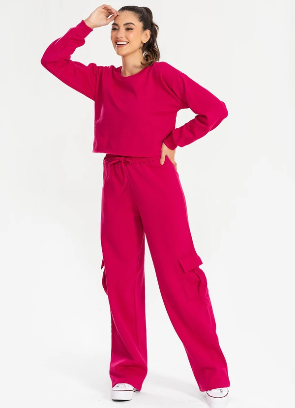 Meu Jeans - Cropped Moletom Manga Longa Evy Pink 3