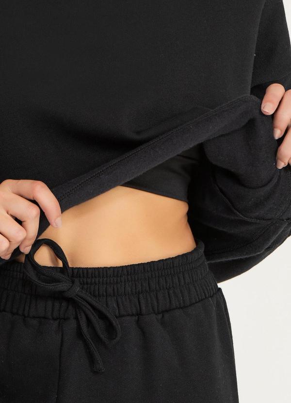 Meu Jeans - Cropped Moletom Manga Longa Evy Preto 5