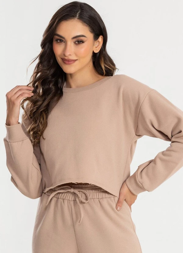 Meu Jeans - Cropped Moletom Manga Longa Evy Terra