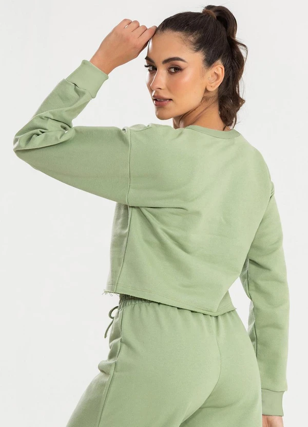 Meu Jeans - Cropped Moletom Manga Longa Evy Verde Pistache 2