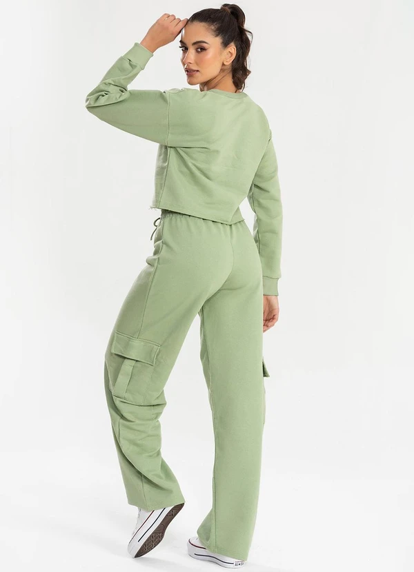 Meu Jeans - Cropped Moletom Manga Longa Evy Verde Pistache 4