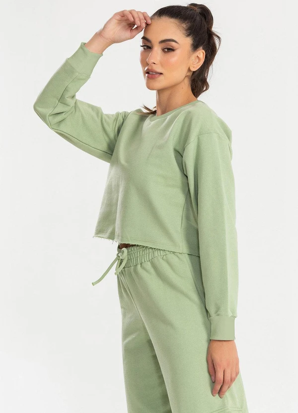 Meu Jeans - Cropped Moletom Manga Longa Evy Verde Pistache 5