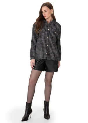Enfim - Jaqueta Ampla em Tweed Preto - ENFIM