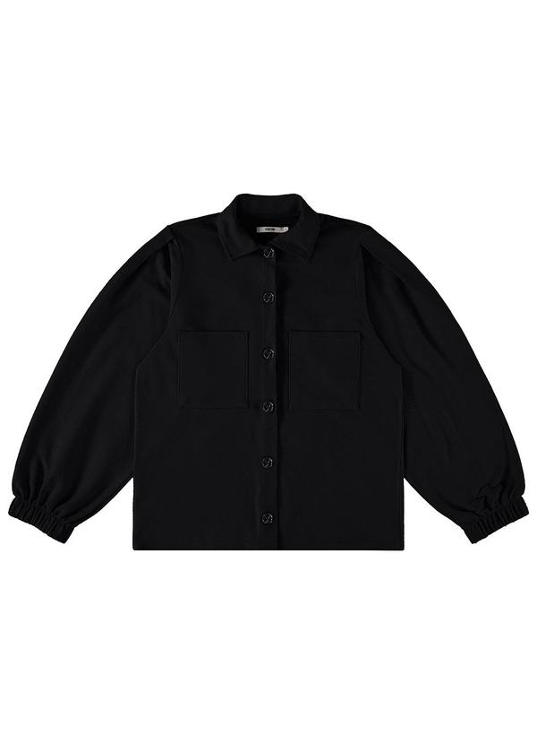 Enfim - Jaqueta Camisa Feminina em Moletom Preto