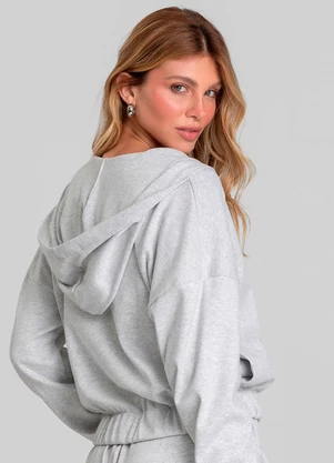 Dianna - Jaqueta com Capuz Feminino em Sudine Cinza - DIANNA