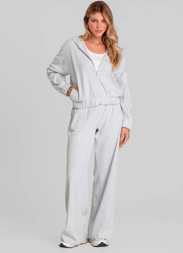 Dianna - Jaqueta com Capuz Feminino em Sudine Cinza 3