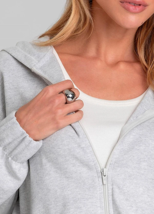 Dianna - Jaqueta com Capuz Feminino em Sudine Cinza 4