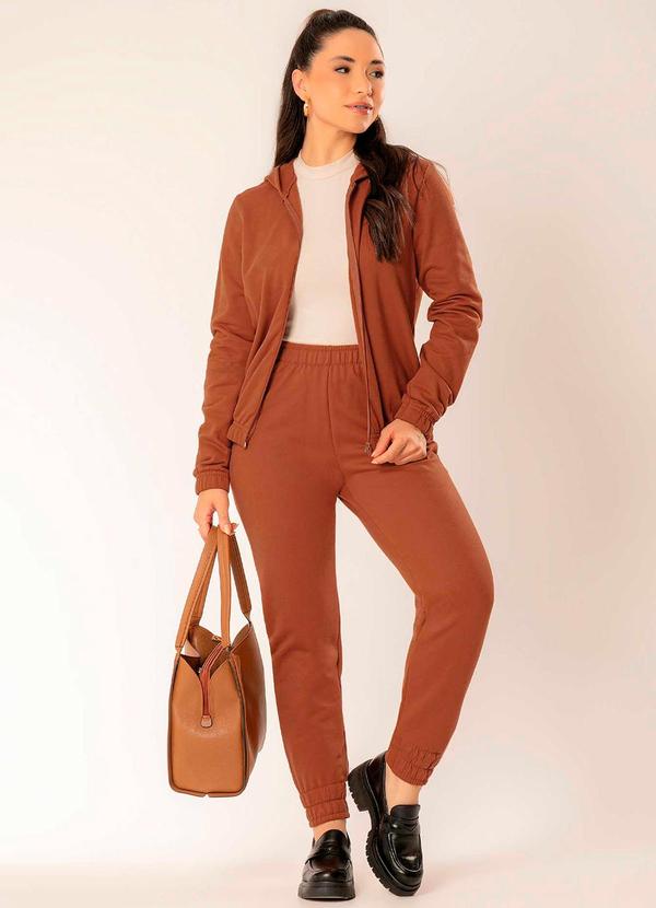 Cativa - Jaqueta de Moletom Peluciada Marrom 2