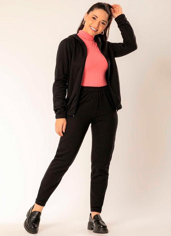 Cativa - Jaqueta de Moletom Peluciada Preto 2