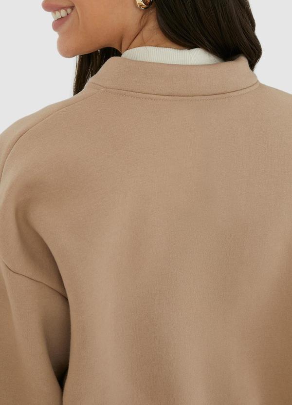 Malwee - Jaqueta Feminina Bomber em Moletom Bege 3