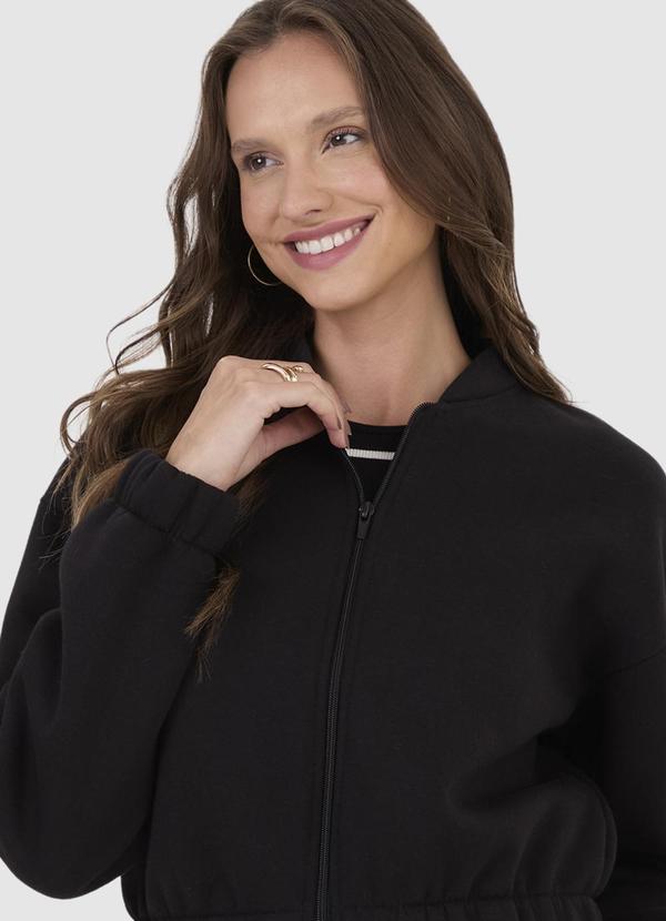 Malwee - Jaqueta Feminina Bomber em Moletom Preto 3