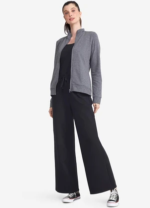 Basicamente - Jaqueta Moletom Comfort Feminina Mescla Escuro - BASICAMENTE