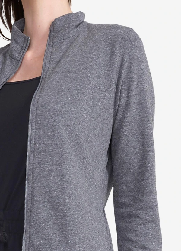 Basicamente - Jaqueta Moletom Comfort Feminina Mescla Escuro 3