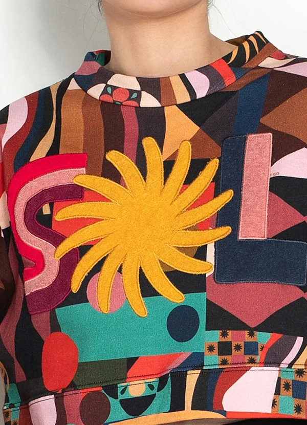 Farm - Moletom Cropped Artesanal Sol Preto 6