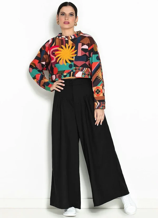 Farm - Moletom Cropped Artesanal Sol Preto 7