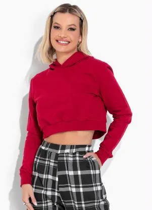 Moda Pop - Moletom Vermelho com Capuz e Mangas Longas - MODA POP