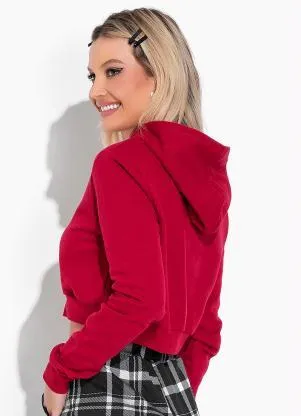 Moda Pop - Moletom Vermelho com Capuz e Mangas Longas - MODA POP