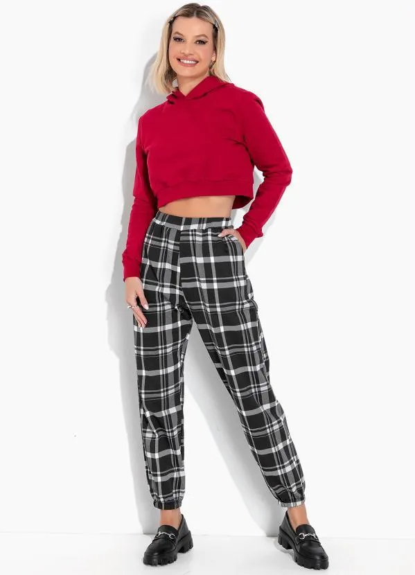 Moda Pop - Moletom Vermelho com Capuz e Mangas Longas 3