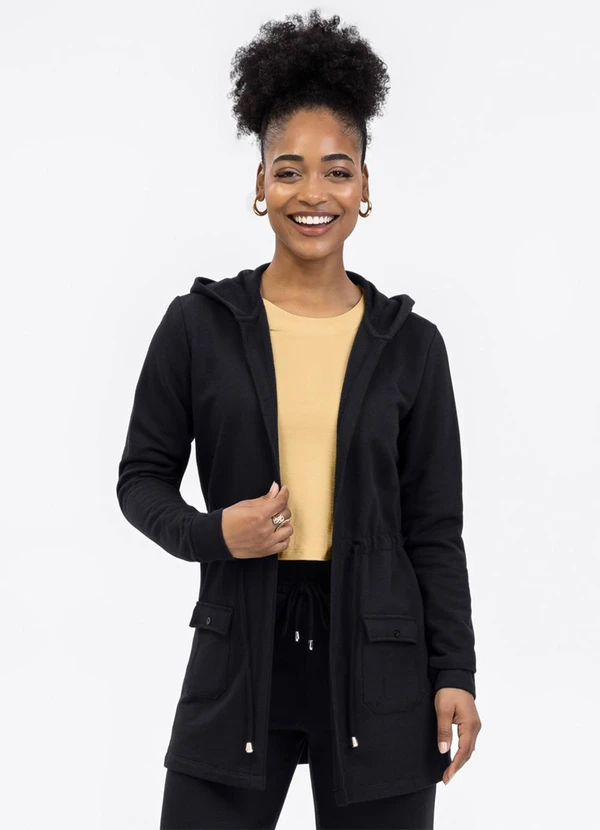 Habana - Parka em Moletom Peluciado Preto
