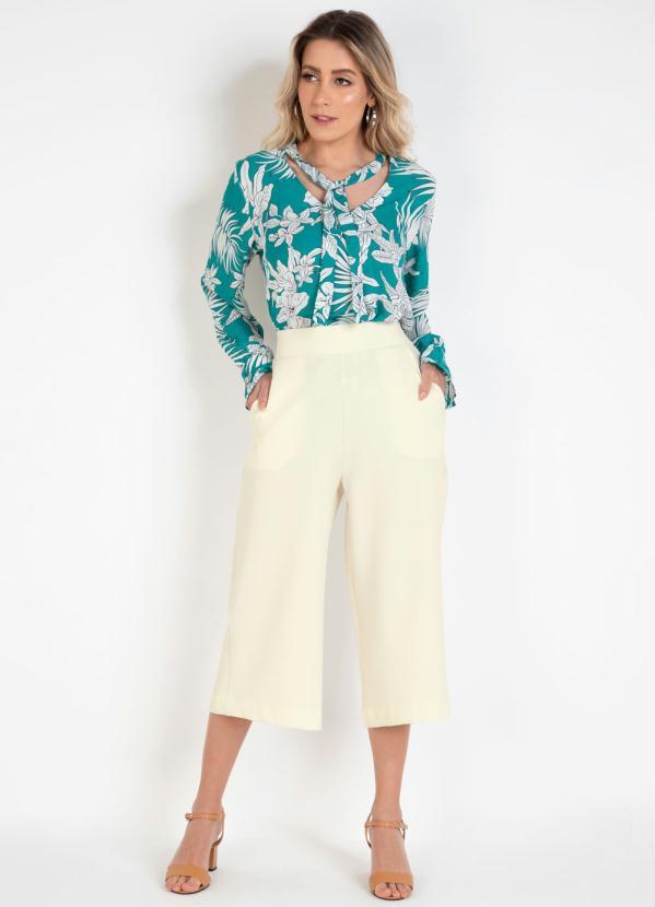 bonprix - Calça Alfaiataria Pantacourt Off White 3