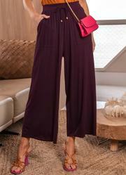 Calça Ameixa em Malha de Viscose
