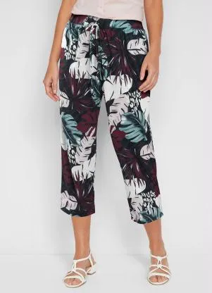 bonprix - Calça com Bolso Folhagem Roxo - BONPRIX