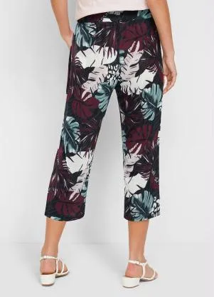 bonprix - Calça com Bolso Folhagem Roxo - BONPRIX