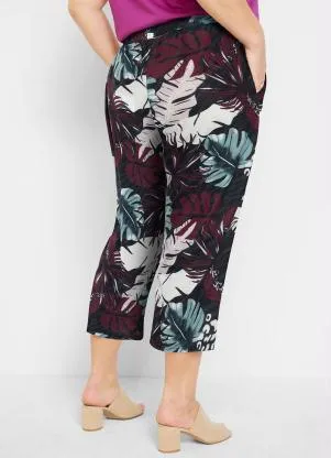 bonprix - Calça com Bolso Folhagem Roxo - BONPRIX