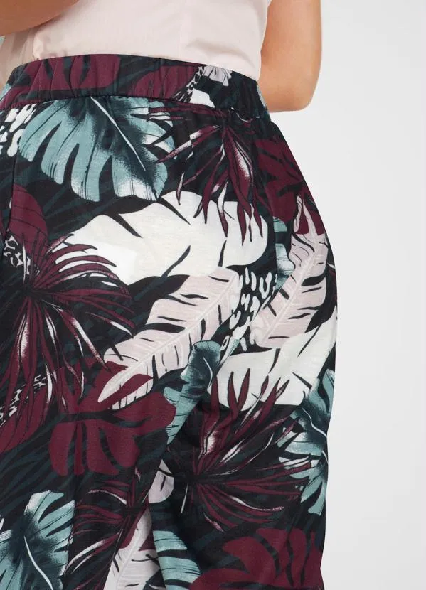 bonprix - Calça com Bolso Folhagem Roxo 6