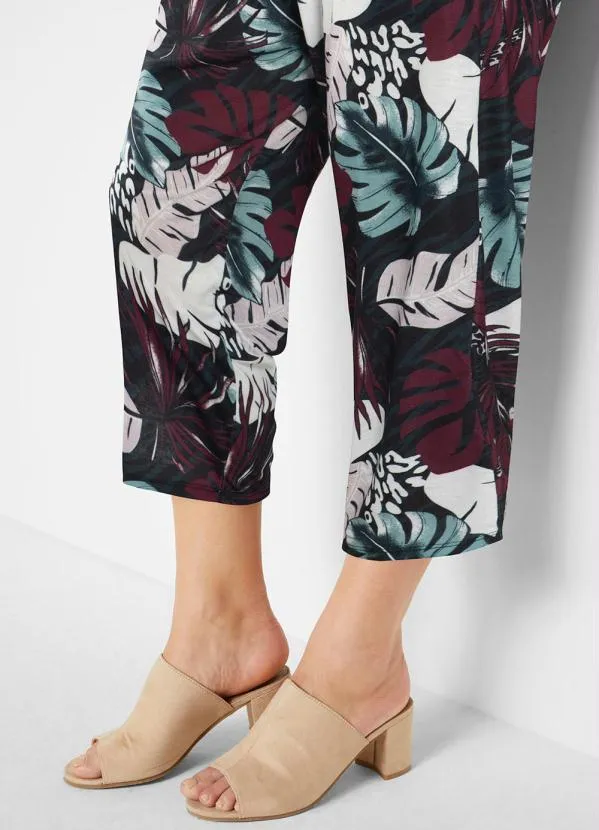 bonprix - Calça com Bolso Folhagem Roxo 2