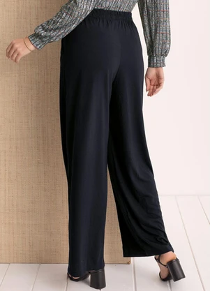 Moda Pop - Calça com Nervuras Eelástico na Cintura Preta - MODA POP