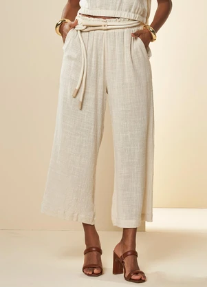 Doce Trama - Calça Cropped Cintura Média Nature Branco - DOCE TRAMA