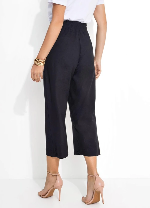 Quintess - Calça em Meia MalhaPreta Pantacourt 11