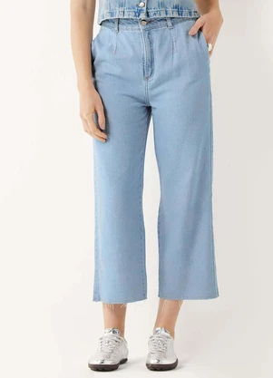 Marialícia - Calça Feminina Jeans Pantacourt Azul - MARIALÍCIA